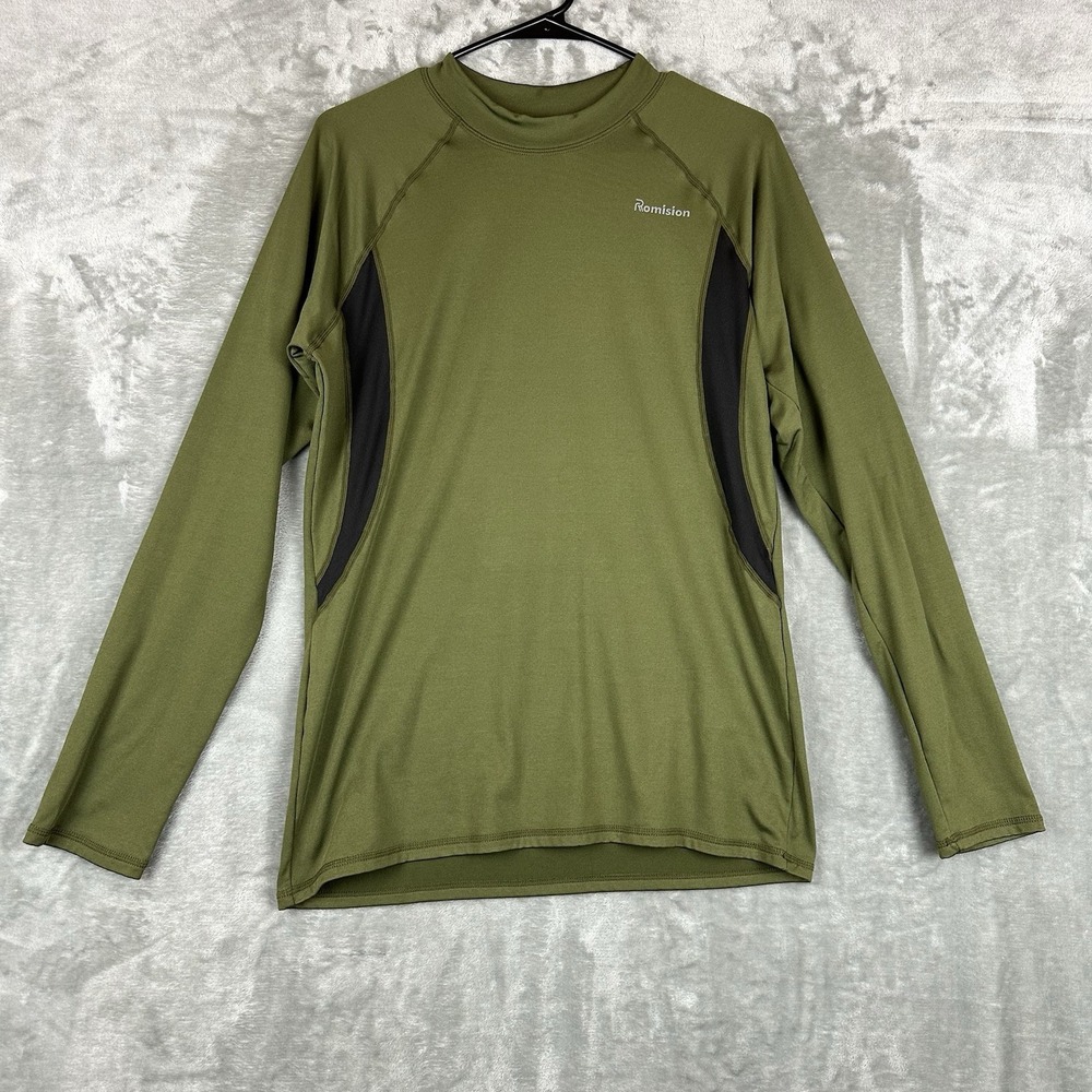 Romision T-Shirt Men's L Green Black Contrast Long Sleeve Athletic